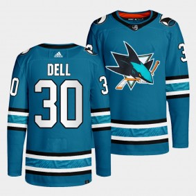 San Jose Sharks 2022-23 Home Aaron Dell #30 Teal Jersey Primegreen Authentic