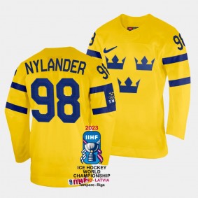 Sweden 2023 IIHF World Championship Alexander Nylander #98 Yellow Jersey Home