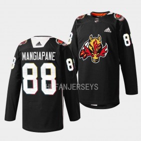 Indigenous Celebration Night Andrew Mangiapane Calgary Flames Black #88 Warmup Jersey 2023