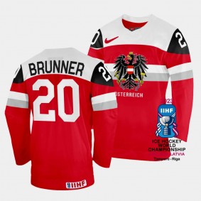 Nico Brunner 2023 IIHF World Championship Australia #20 Red Away Jersey Men