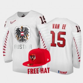 Austria Hockey 2022 IIHF World Junior Championship Finn van Ee White Jersey Free Hat