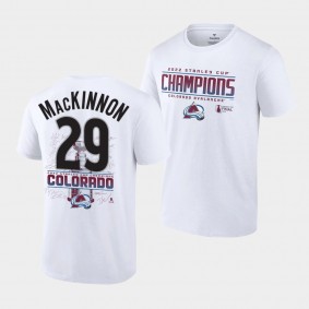 Nathan MacKinnon Colorado Avalanche 2022 Stanley Cup Champions White Signature Roster T-Shirt #29