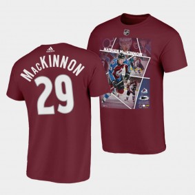 Colorado Avalanche Nathan MacKinnon photo Impact Player T-Shirt #29 Burgundy