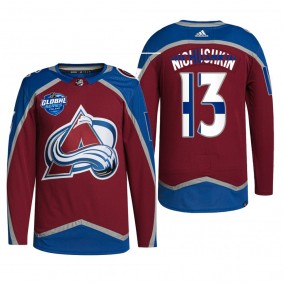 Valeri Nichushkin Avalanche 2022 NHL Global Series Finland Edition Jersey Burgundy