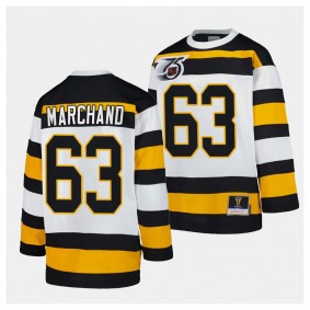 Brad Marchand Boston Bruins Blue Line 1991 Throwback White #63 Jersey Mitchell Ness