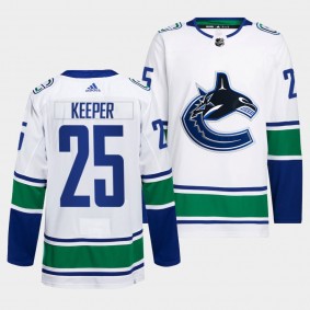 Vancouver Canucks Away Brady Keeper #25 White Jersey Primegreen Authentic Pro