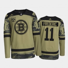 Trent Frederic Boston Bruins 2022 Military Appreciation Night Jersey Camo #11 Primegreen Authentic
