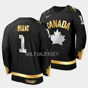 Canada 20X IIHF World Junior Gold Thomas Milic #1 Jersey Black Golden Authentic
