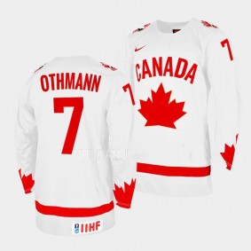 Brennan Othmann 2023 IIHF WJC Canada Hockey #7 White One Leaf Jersey Men