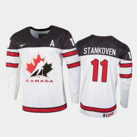 Men's Canada 2021 IIHF U18 World Championship Logan Stankoven #11 White Jersey