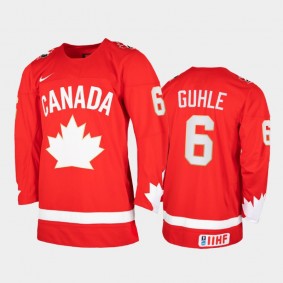 Men Canada Team 2021 IIHF World Junior Championship Kaiden Guhle #6 Heritage Limited Red Jersey