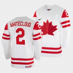 Zach Whitecloud 2022 IIHF World Championship Canada Hockey #2 White Jersey Home