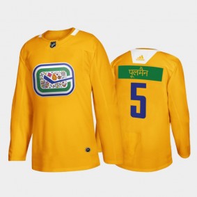 Tucker Poolman #5 Vancouver Canucks Diwali Night Yellow Hindi Limited Jersey