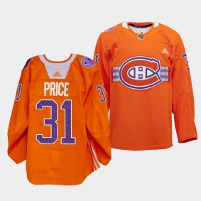 Carey Price #31 Les Canadiens 2022 Indigenous Celebration Night Warmup Orange Jersey
