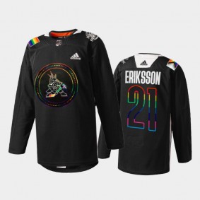 Loui Eriksson Arizona Coyotes Pride Night 2022 Jersey Black #21 HockeyIsForEveryone