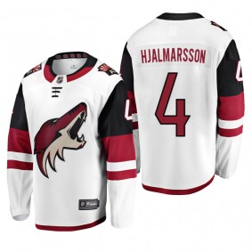 Men's Arizona Coyotes Niklas Hjalmarsson #4 Away White Fanatics Branded Player Cheap Jersey