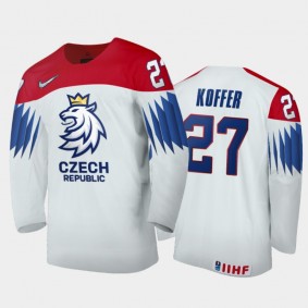 Men Czech Republic 2021 IIHF World Junior Championship Filip Koffer #27 Home White Jersey