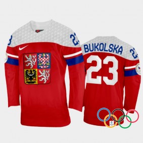 Czech Republic Women's Hockey Katerina Bukolska 2022 Winter Olympics Red #23 Jersey Away