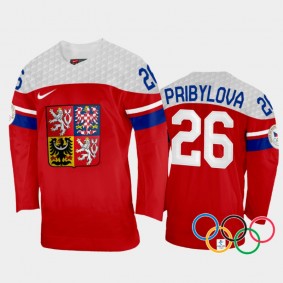 Czech Republic Women's Hockey Vendula Pribylova 2022 Winter Olympics Red #26 Jersey Away