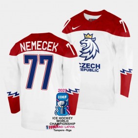 Czechia #77 David Nemecek 2023 IIHF World Championship Home Jersey White