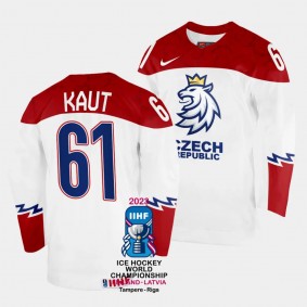 Czechia #61 Martin Kaut 2023 IIHF World Championship Home Jersey White