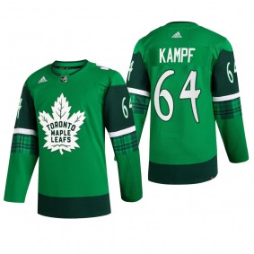 Toronto Maple Leafs David Kampf #64 St. Patrick 2022 Green Jersey Warm-Up