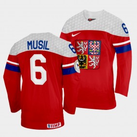 Czech Republic 2022 IIHF World Championship David Musil #6 Red Jersey Away