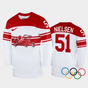 Frans Nielsen Denmark Hockey White Home Jersey 2022 Winter Olympics