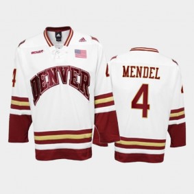 Denver Pioneers Griffin Mendel #4 College Hockey White Premier Jersey