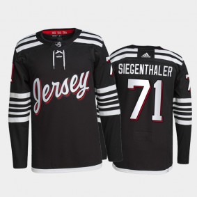 2021-22 New Jersey Devils Jonas Siegenthaler Alternate Jersey Black Primegreen Authentic Pro Uniform