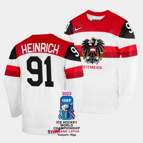 Australia 2023 IIHF World Championship Dominique Heinrich #91 White Jersey Home