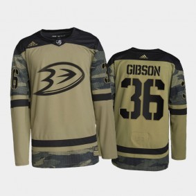 John Gibson Anaheim Ducks Military Appreciation Jersey Camo #36 Authentic Practice