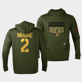 John Moore Anaheim Ducks 2022 Salute to Service Olive Levelwear Hoodie