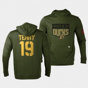 Troy Terry Anaheim Ducks 2022 Salute to Service Olive Levelwear Hoodie