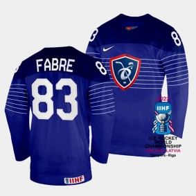 France 2023 IIHF World Championship Dylan Fabre #83 Blue Jersey Away