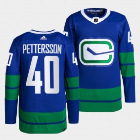 Elias Pettersson Canucks Alternate Blue Jersey #40 Primegreen Authentic Pro
