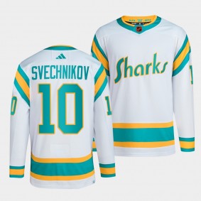 Reverse Retro 2.0 San Jose Sharks Evgeny Svechnikov #10 White Authentic Primegreen Jersey 2022