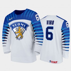 Eemil Viro Finland Hockey White Home Jersey 2022 IIHF World Junior Championship