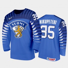 Finland Hockey Olli Nikupeteri 2022 IIHF World Junior Championship Away Jersey Blue