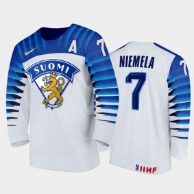 Topi Niemela Finland Hockey White Home Jersey 2022 IIHF World Junior Championship