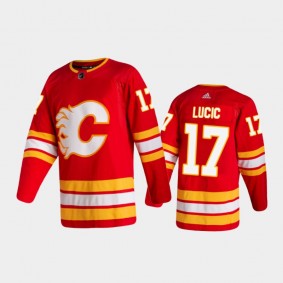 Calgary Flames Milan Lucic #17 Home Red 2020-21 Authentic Jersey
