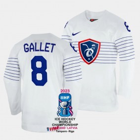 Hugo Gallet 2023 IIHF World Championship France #8 White Home Jersey Men