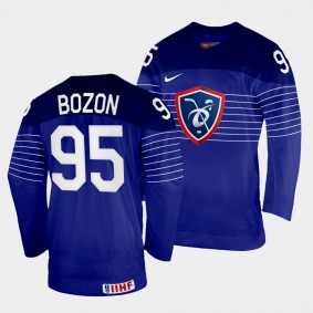 Kevin Bozon 2022 IIHF World Championship France Hockey #95 Navy Jersey Away