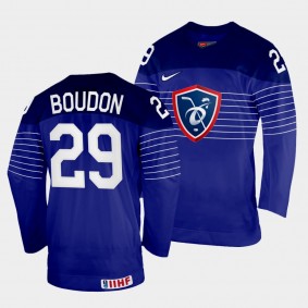 Louis Boudon 2022 IIHF World Championship France Hockey #29 Navy Jersey Away
