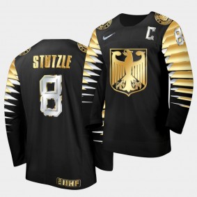 Tim Stutzle Germany 2021 IIHF World Junior Championship Jersey Black Golden Limited Edition