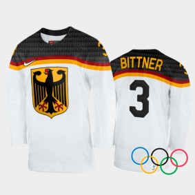 Germany Hockey Dominik Bittner 2022 Winter Olympics White #3 Jersey Home