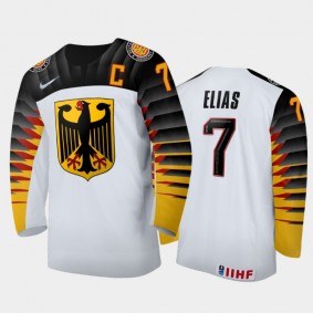Florian Elias Germany Hockey White Home Jersey 2022 IIHF World Junior Championship