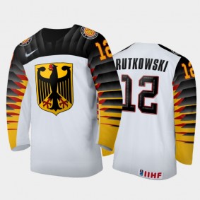 Maciej Rutkowski Germany Hockey White Home Jersey 2022 IIHF World Junior Championship