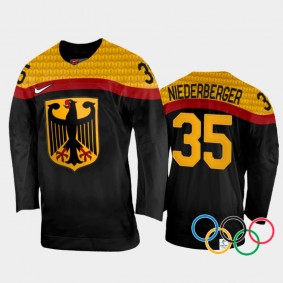 Mathias Niederberger Germany Hockey Black Away Jersey 2022 Winter Olympics