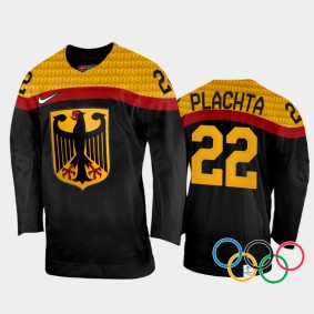Matthias Plachta Germany Hockey Black Away Jersey 2022 Winter Olympics